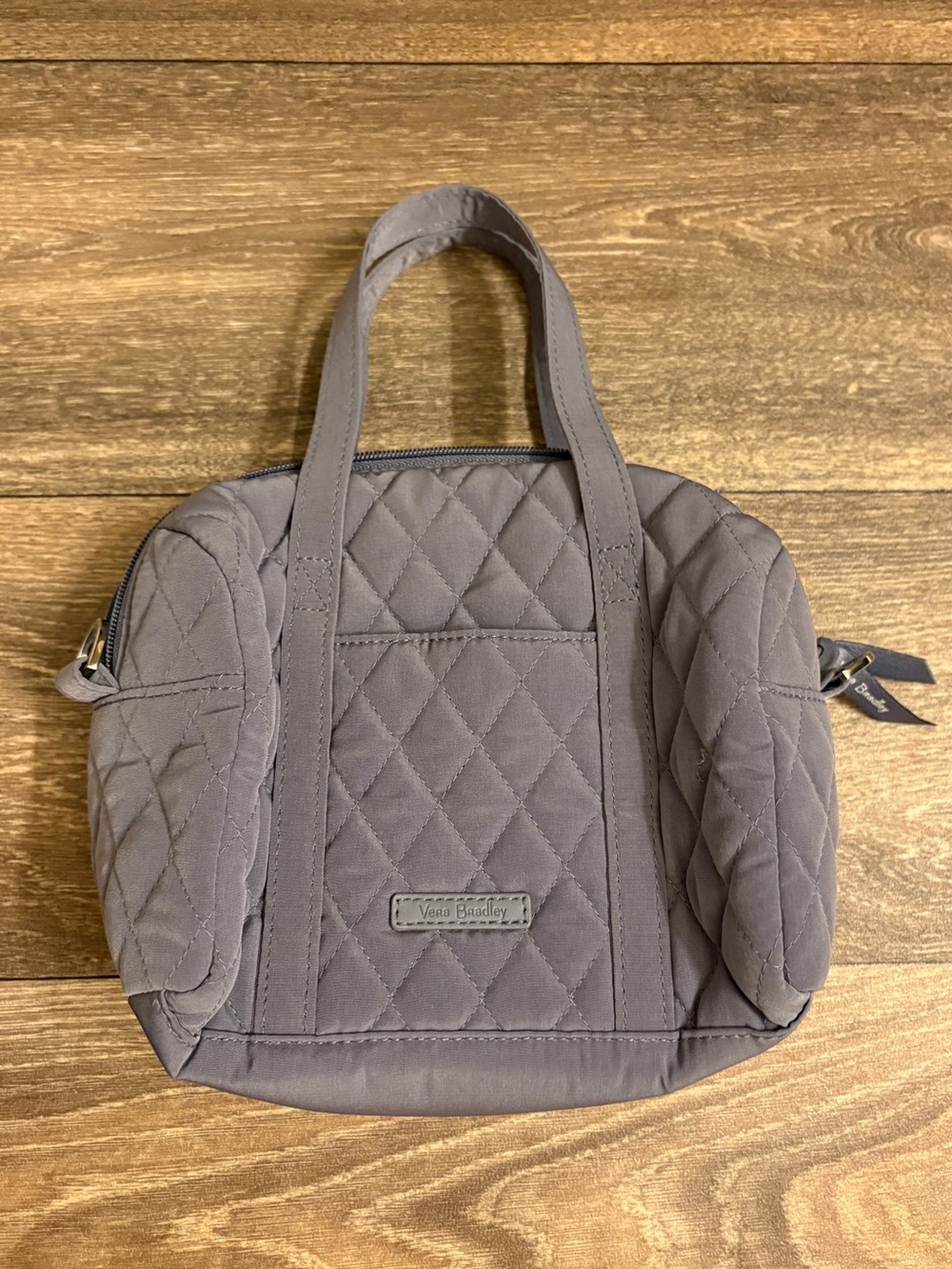 Vera Bradley Mini Satchel Carbon Gray Quilted Handbag Rose Lining